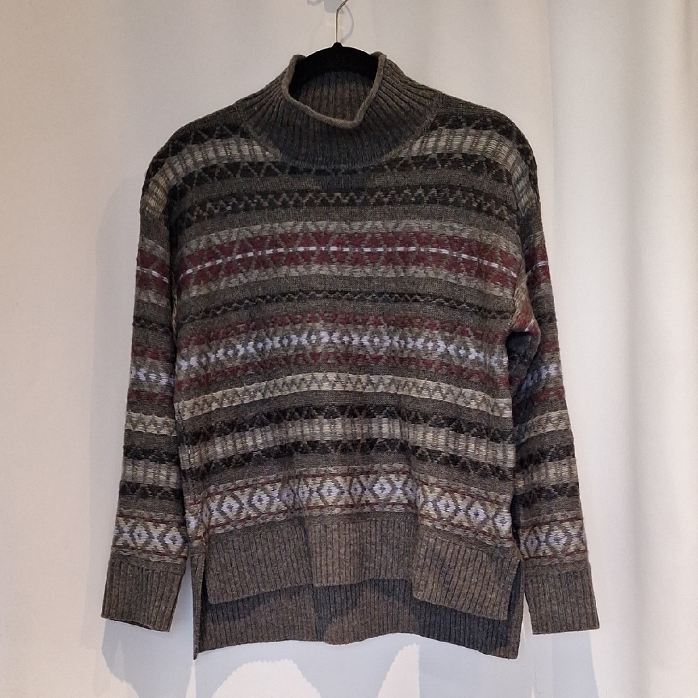 ost Mockneck Multicolor Nordic Patterned Sweater Size S